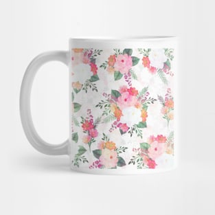 Pink Watercolor Flowers White Design Mug